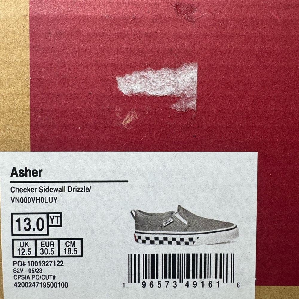 Vans Asher Kids Gray Checker Sidewall Drizzle Sneakers